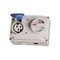 Industrial Electrical Socket with Switches and Mechanical Interlock